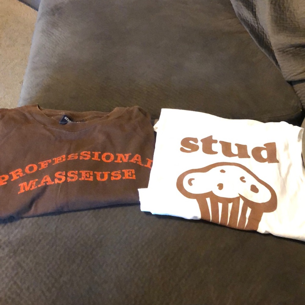 Both shirts. Slight wear